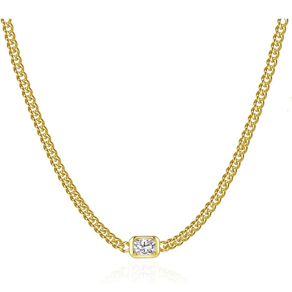Elegant 14K Gold Plated Necklace with CZ Pendant NWOT